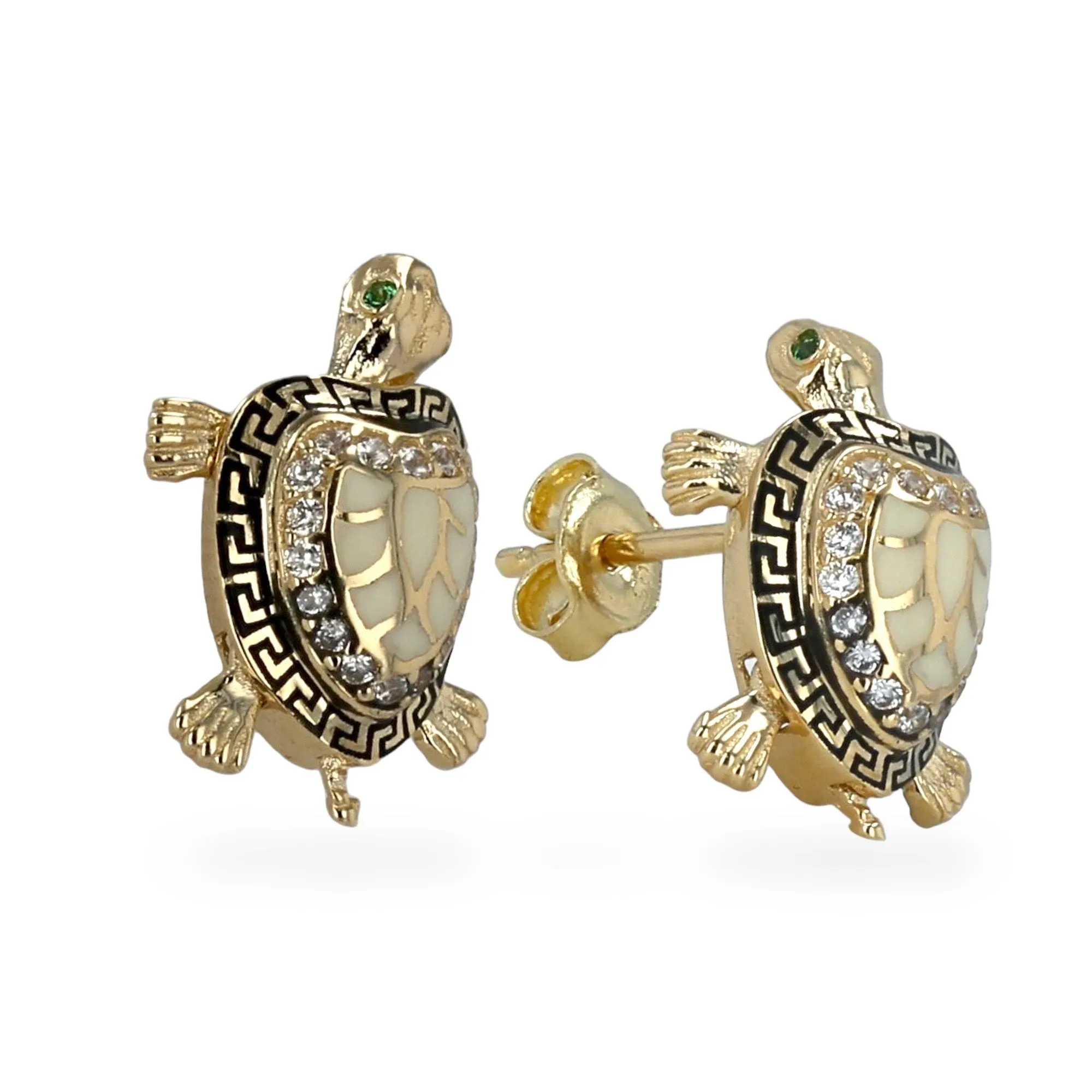 14K Yellow gold turtle earrings