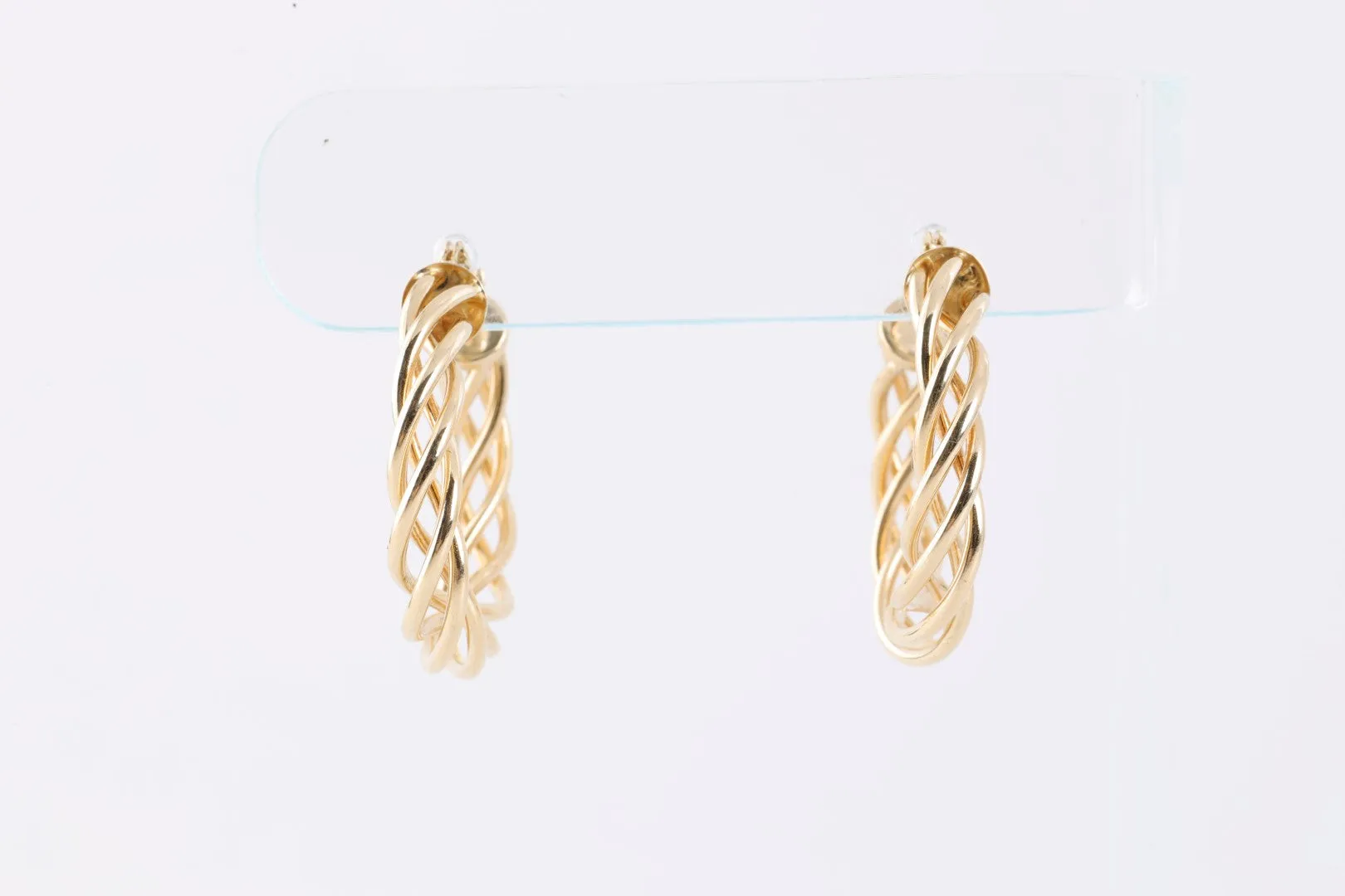 14k Yellow Gold Twisted Openwork Hoop Earrings (3.85g.)