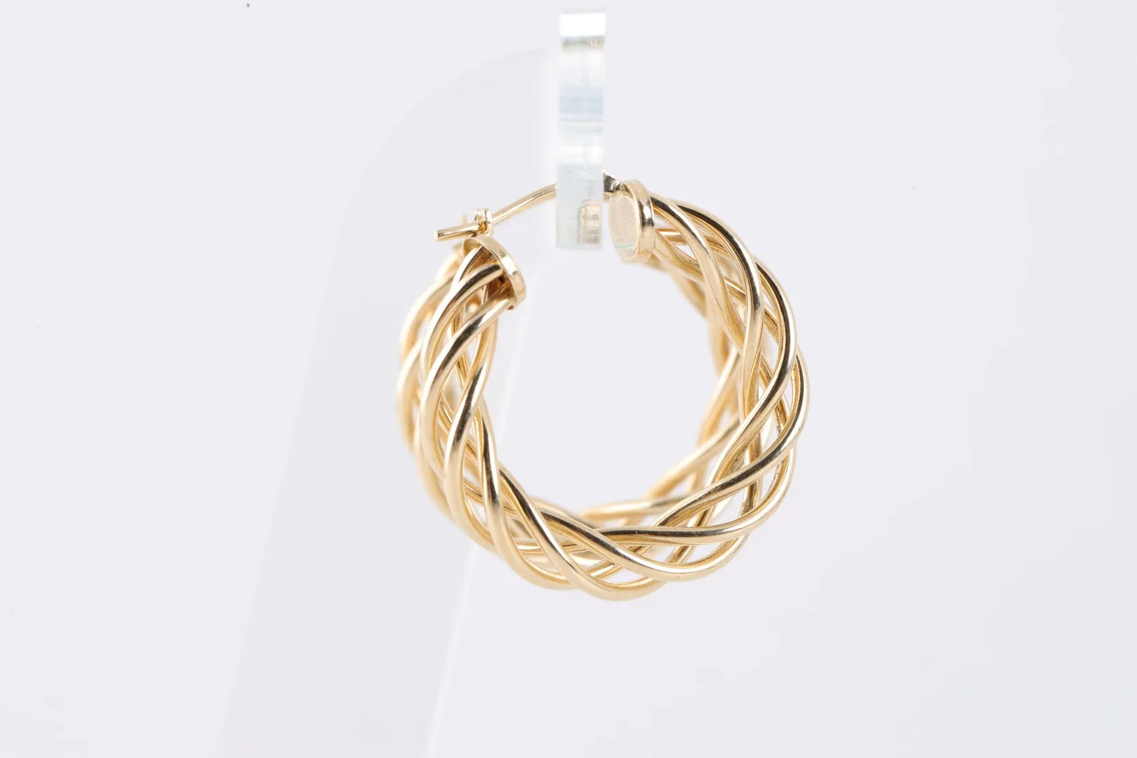 14k Yellow Gold Twisted Openwork Hoop Earrings (3.85g.)