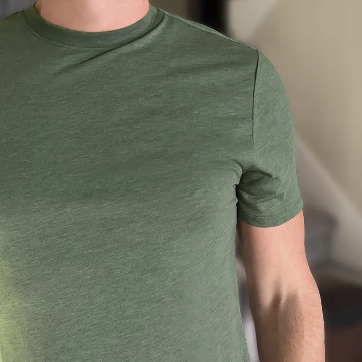 2UNDR All Day Crew Tee In Heathered Green