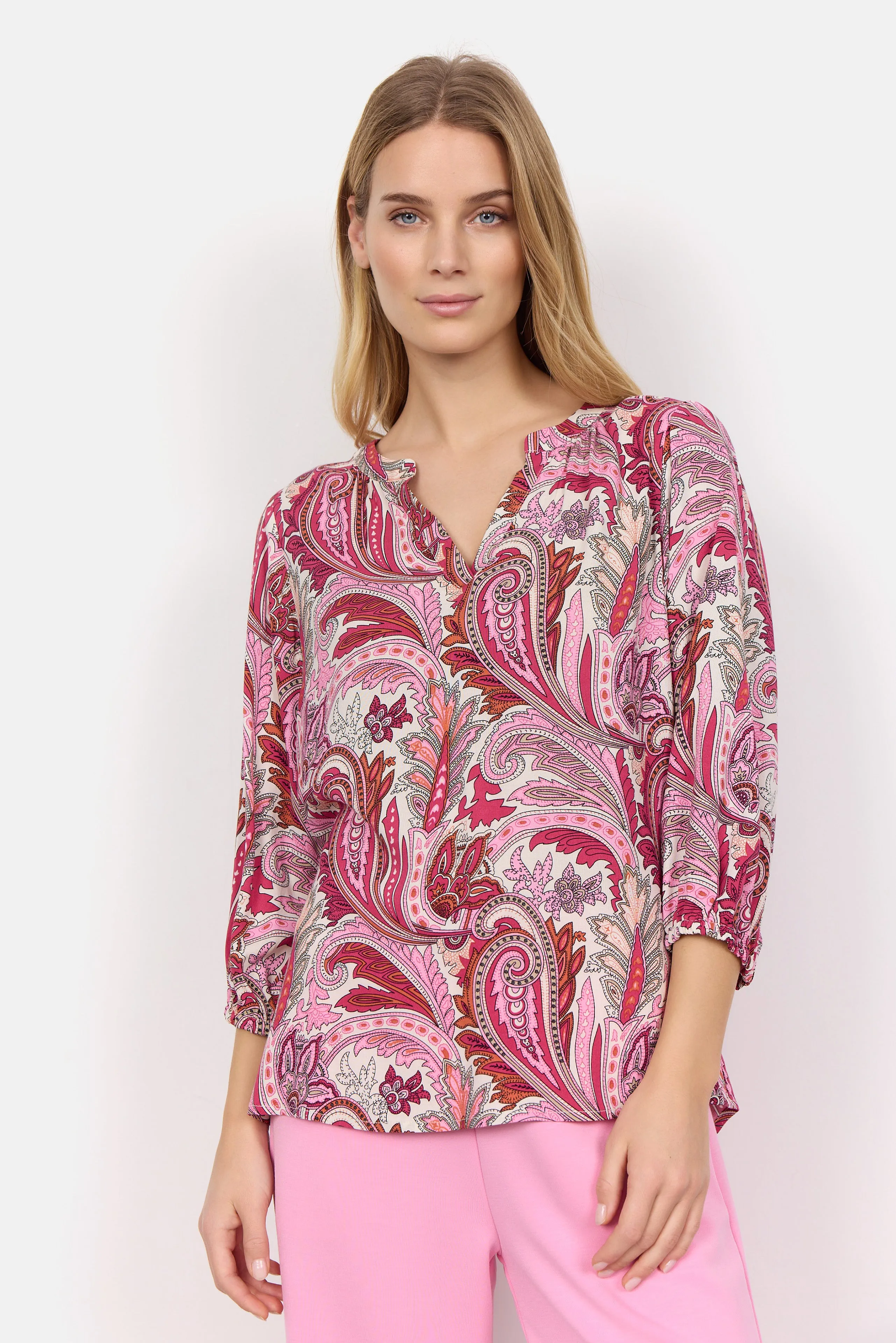 40549- Pink Print Donia Blouse - Soya Concept