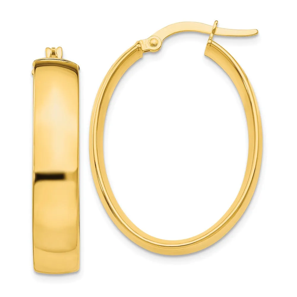 5.75mm, 14k Yellow Gold Oval Hoop Earrings, 30mm (1 1/8 Inch)