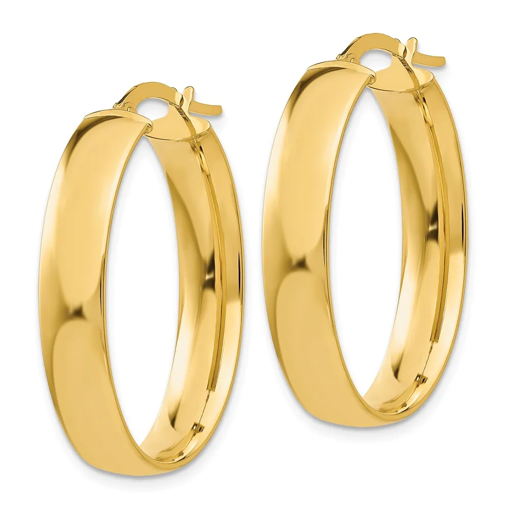 5.75mm, 14k Yellow Gold Oval Hoop Earrings, 30mm (1 1/8 Inch)