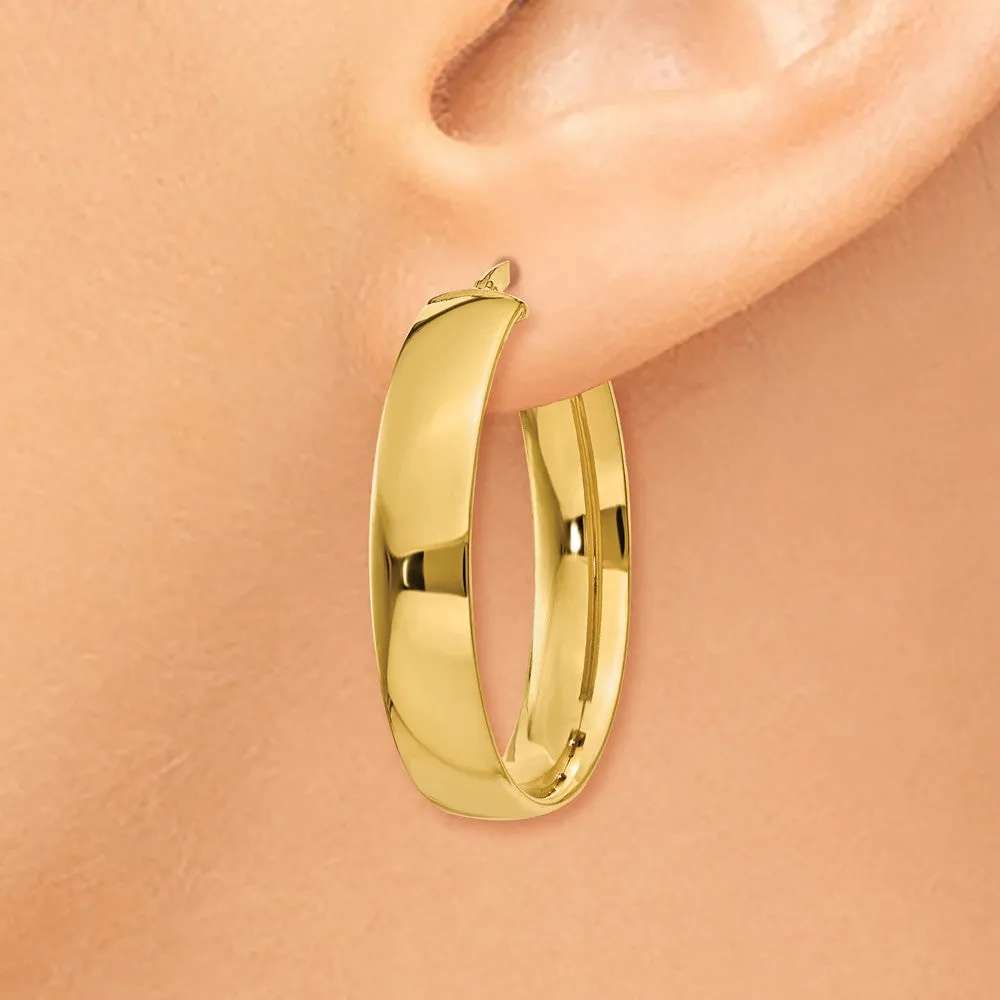 5.75mm, 14k Yellow Gold Oval Hoop Earrings, 30mm (1 1/8 Inch)