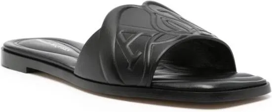 Alexander McQueen logo-embossed leather sandals Black