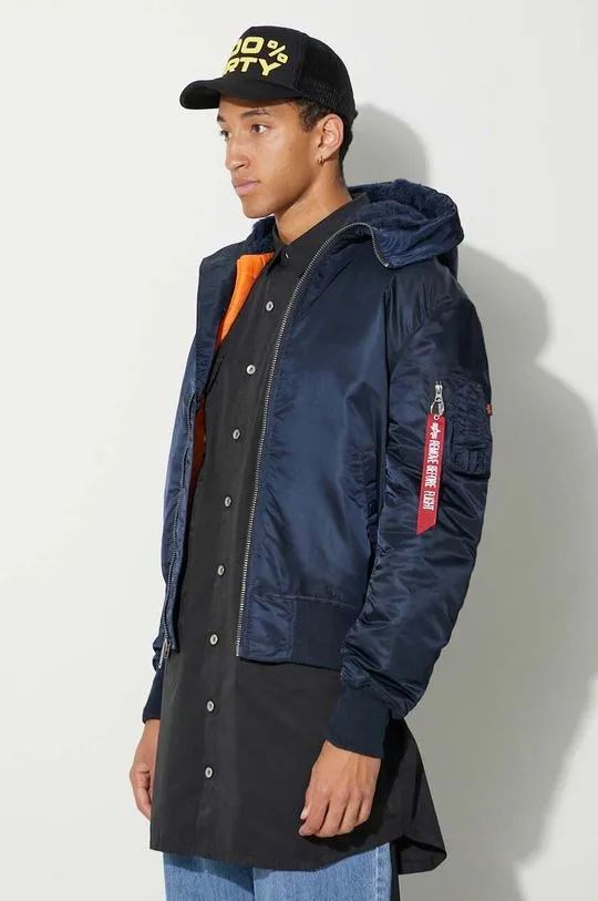 Alpha Industries jacket MA-1 Hooded men's blue color 158104.07