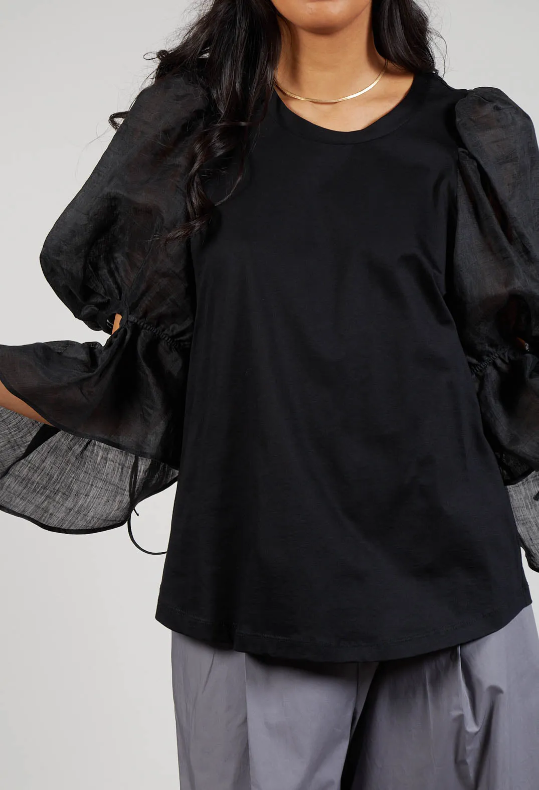 Balloon Sleeve Blouse in Black