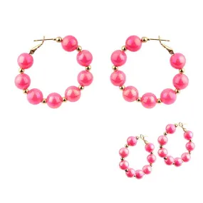 Barbie Theme Pearl Finish Bead Hoop Earrings