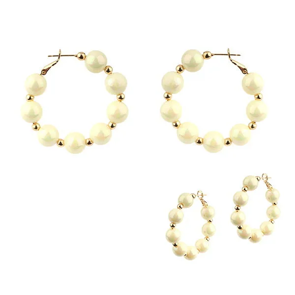 Barbie Theme Pearl Finish Bead Hoop Earrings