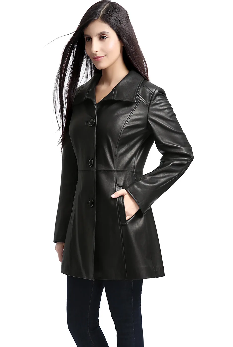 BGSD Women Belle Lambskin Leather Coat