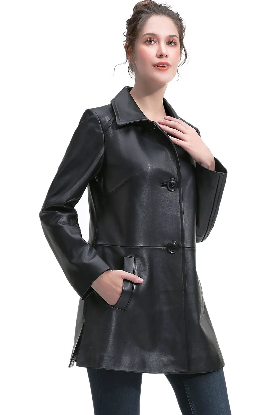 BGSD Women Yeira Lambskin Leather Coat