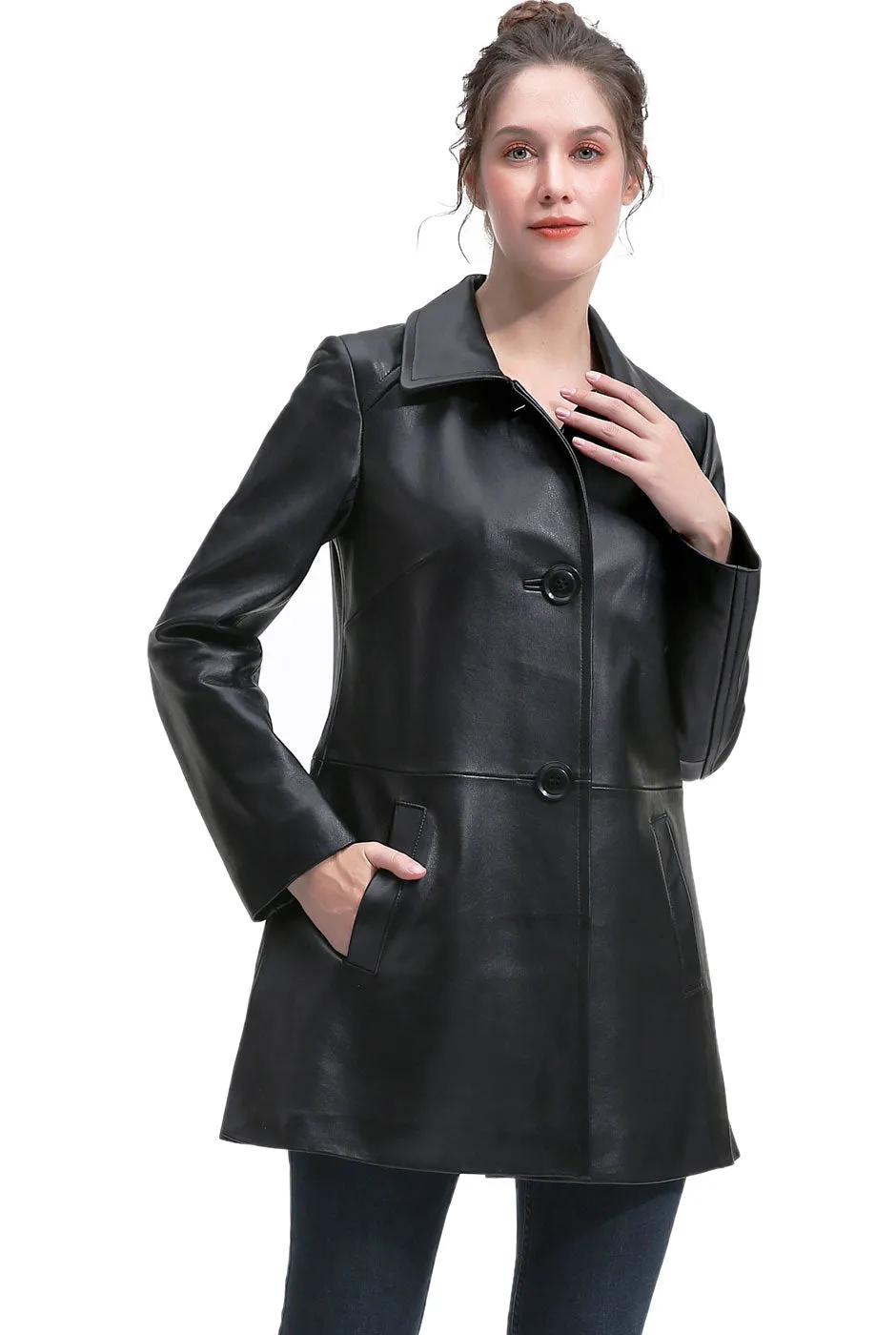 BGSD Women Yeira Lambskin Leather Coat