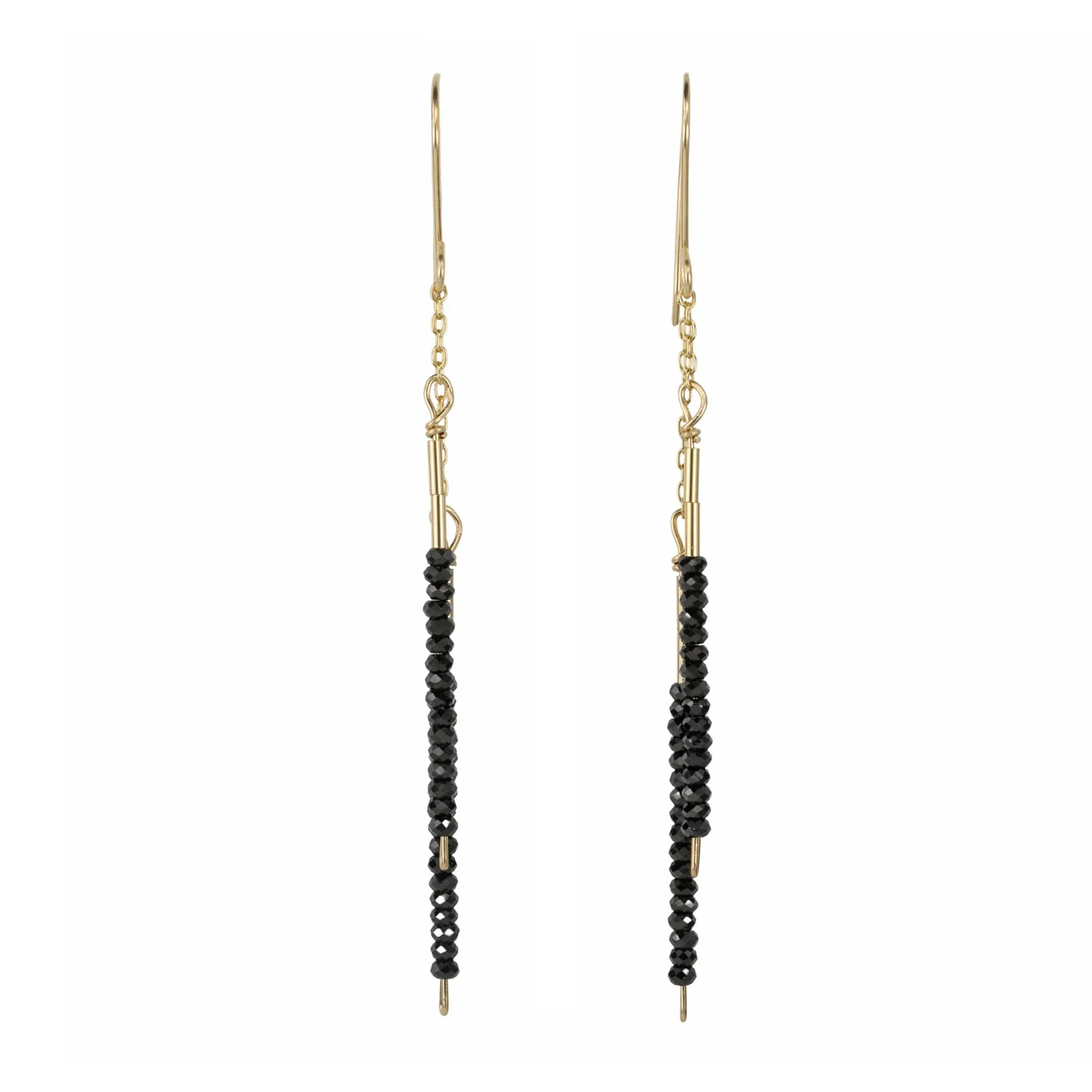 Black Spinel Chain Drop Earrings