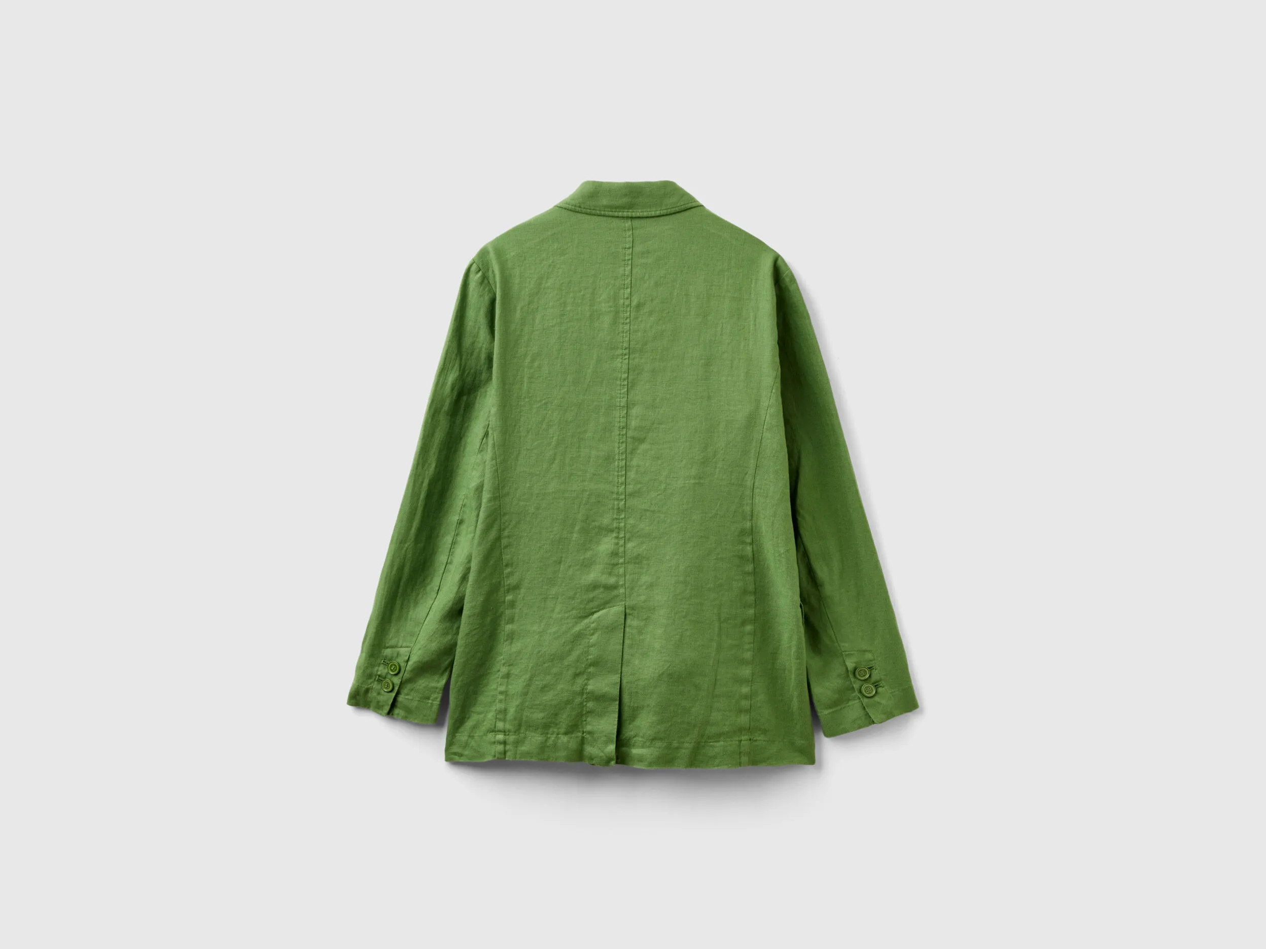 Blazer in pure linen - Military Green | Benetton