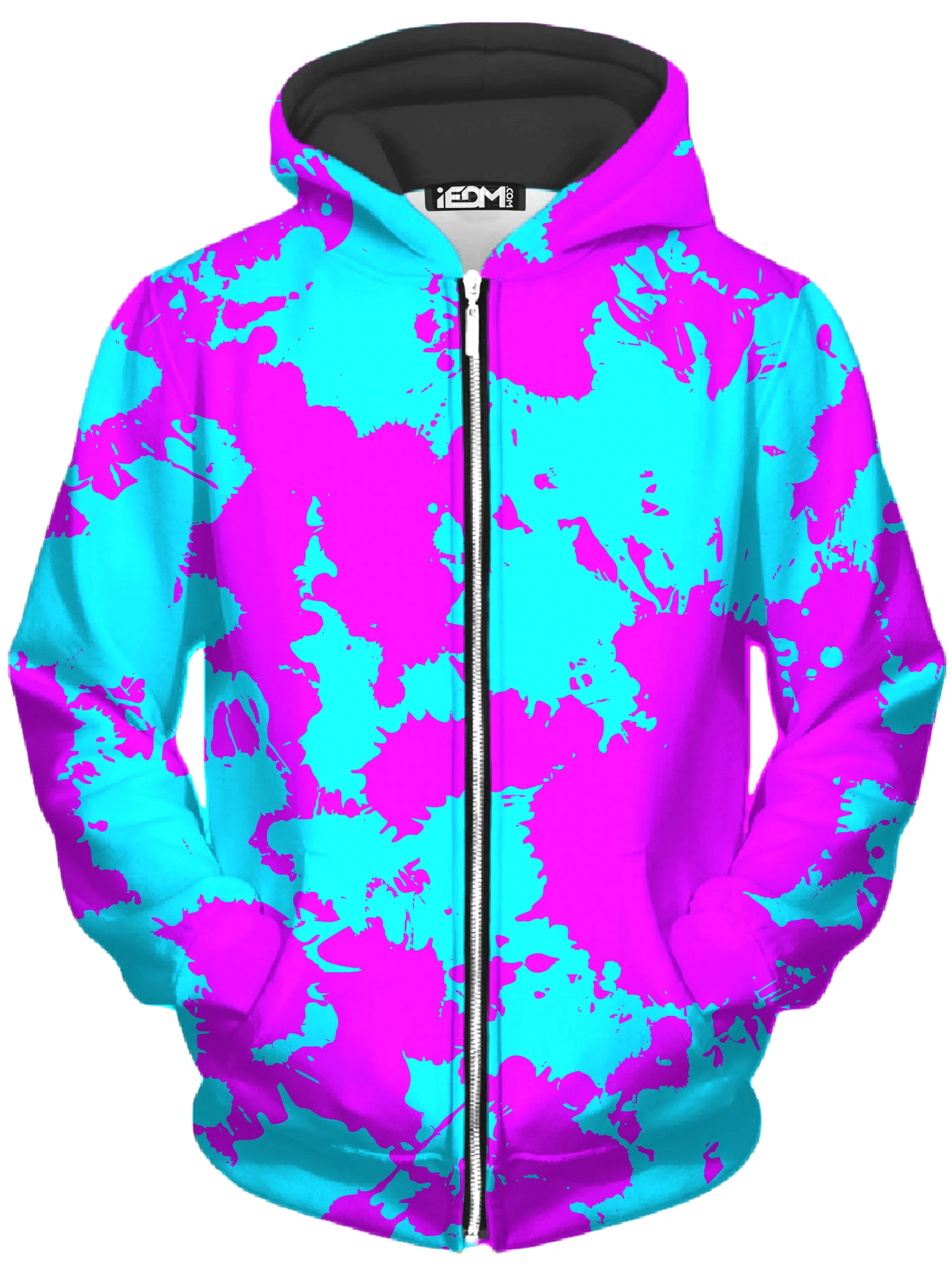 Blue and Purple Paint Splatter Unisex Zip-Up Hoodie