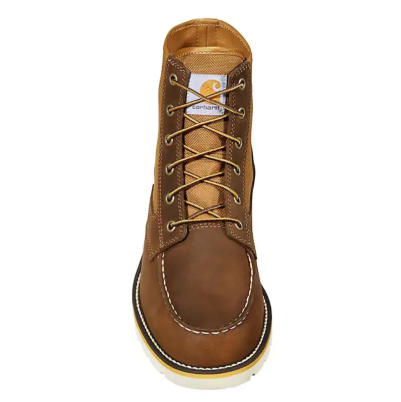 CARHARTT 6 MOC TOE WEDGE BOOT 13M BROWN LEATHER AND NYLON