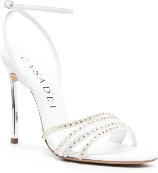 Casadei Blade Limelight 100mm leather sandals White