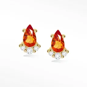 Chantelle Red Sapphire & Diamond 18k Yellow Gold Stud Earrings