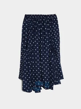 Chiffon Print Polka Dot Skirt, Navy