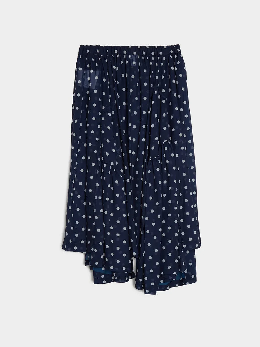 Chiffon Print Polka Dot Skirt, Navy