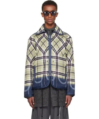 Craig Green Beige & Navy Quilted Plaid Fade Jacket