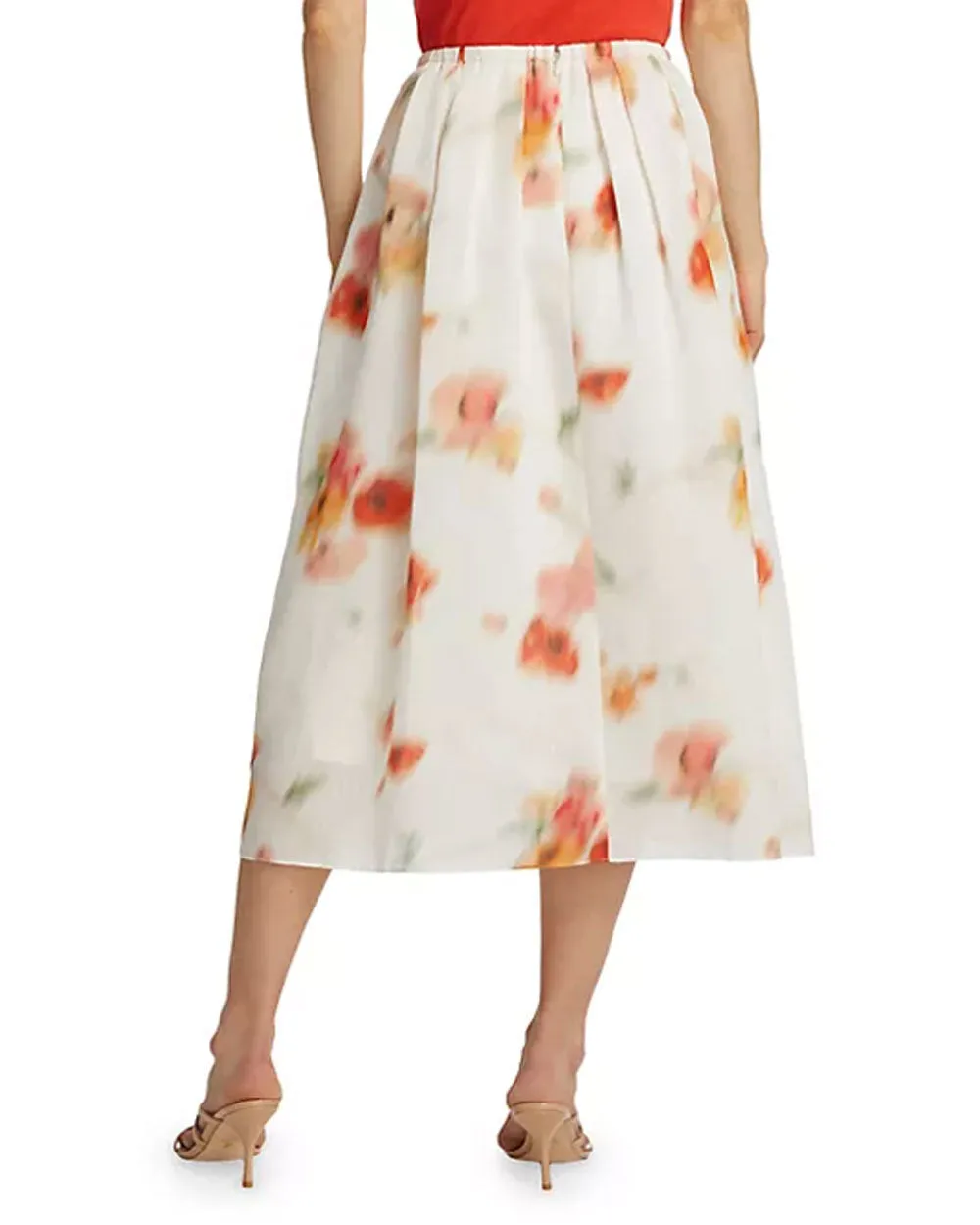 Cream Dusk Poppy Blur Gathered Easy Skirt