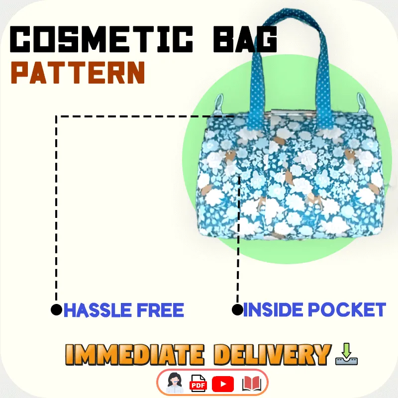 Cute Cosmetic Bag PDF Download Pattern (3 sizes included)