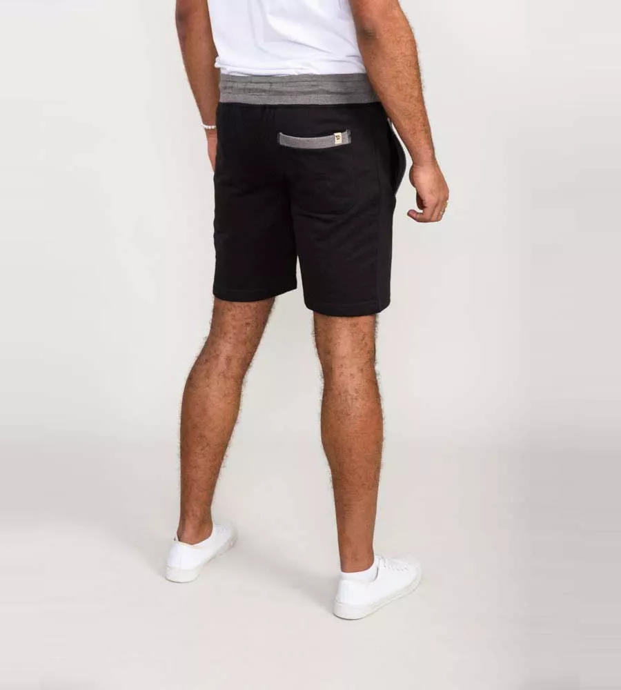 D555 Mens Black Shorts With Elasticated Waist and Loop Back (SUTTON 1)