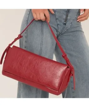 EGO Riley Rectangle Shaped Shoulder Bag In Burgundy Faux Leather