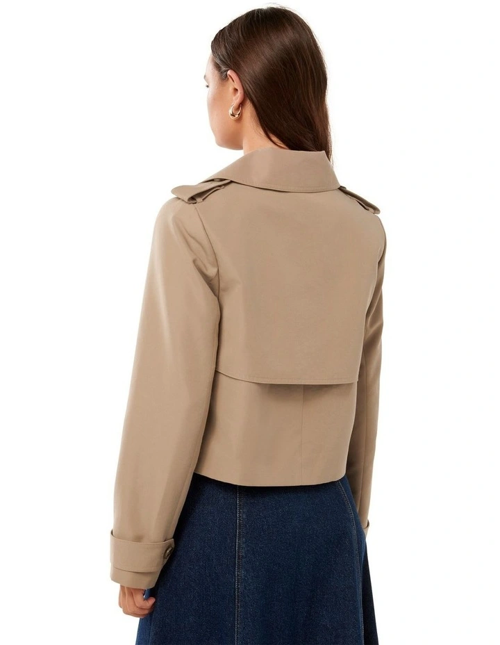 Ellie Cropped Trench Coat in Tan