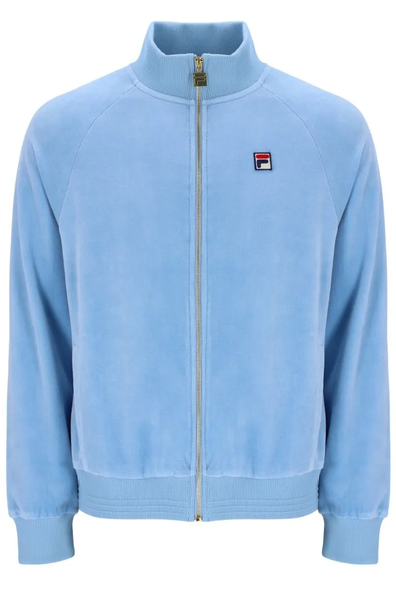 Fila Eddie Velour Hem Ribbed Track Jacket Blue Bell