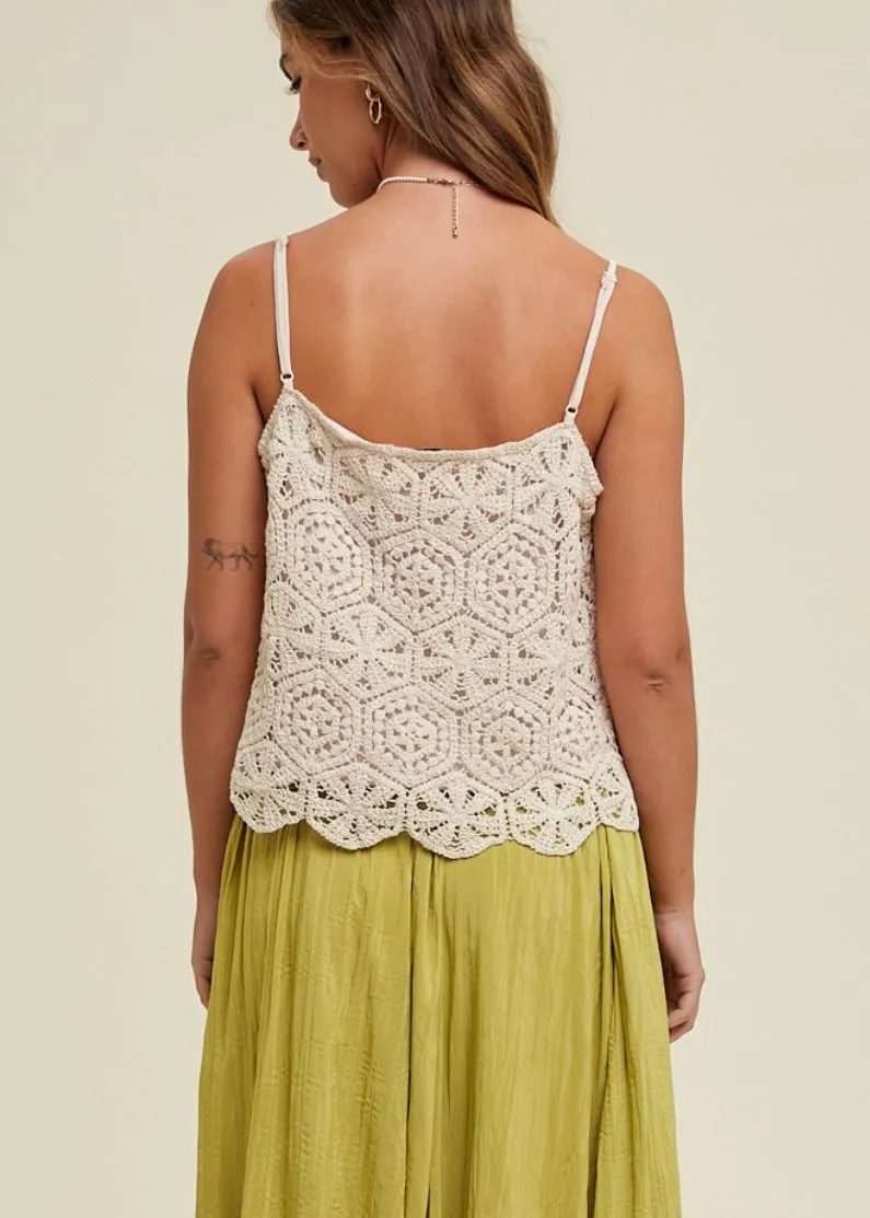 FINAL SALE - Crochet Scallop Hem Cami Tank