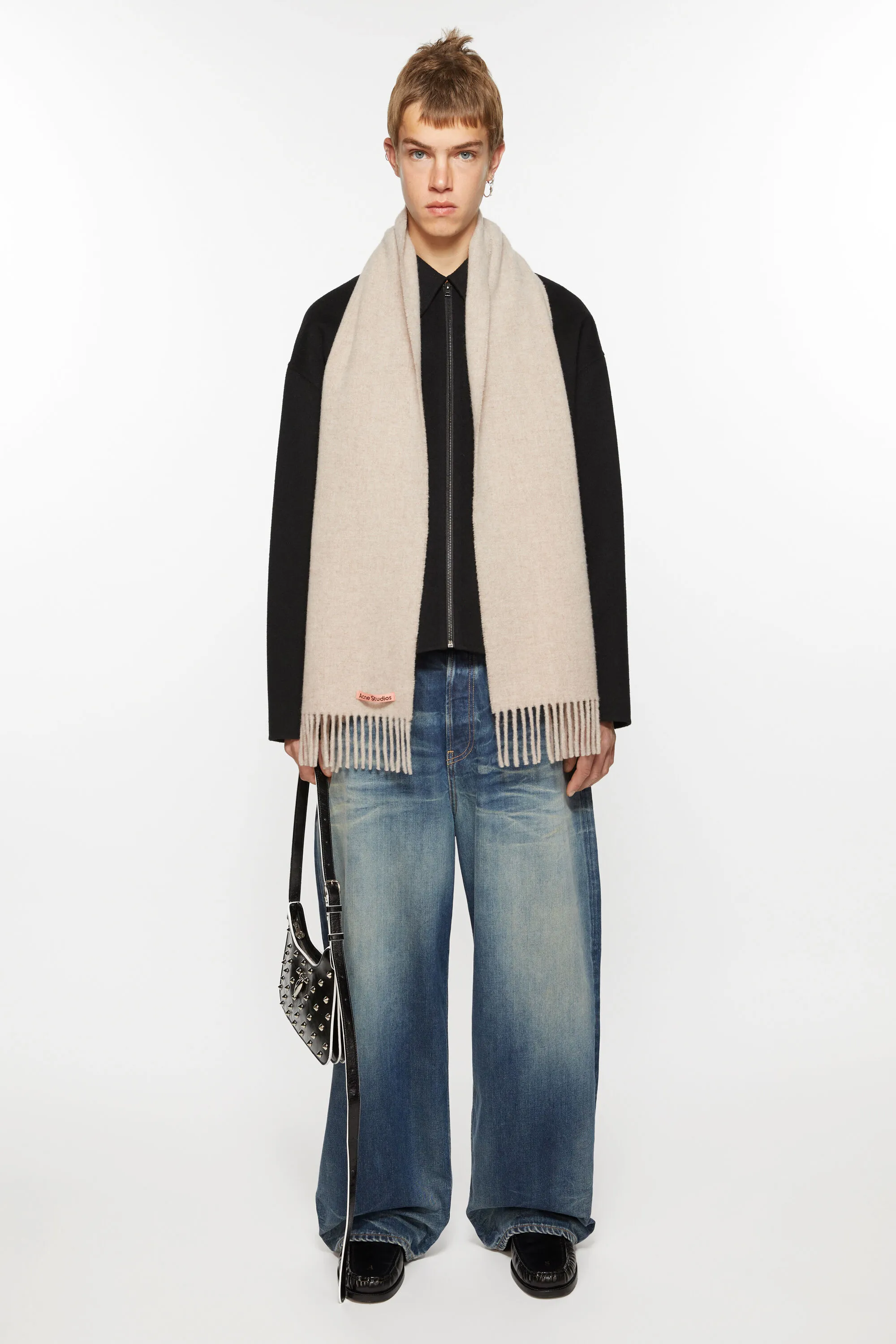 Fringe wool scarf - skinny