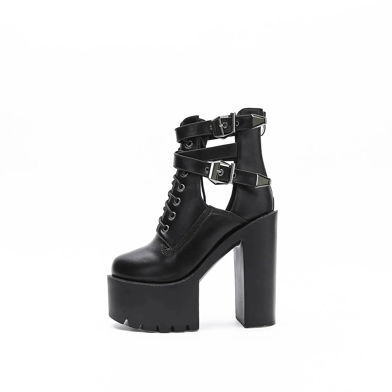 Genuine Leather High Heels Rock Style Boots / Alternative Thick Platform Boots