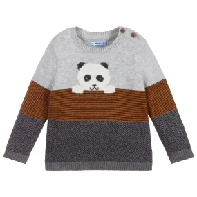 Grey Knitted Panda Sweater