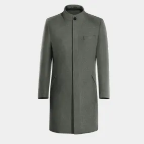 Grey Long Pure wool Funnel neck Coat