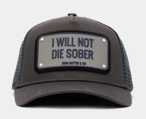 I Will Not Die Trucker Mens Hat (Grey/Black)