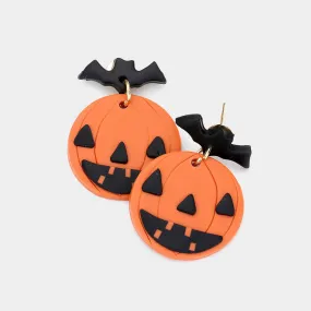 iLLASPARKZ Polymer Clay Bat Pumpkin Link Dangle Earrings