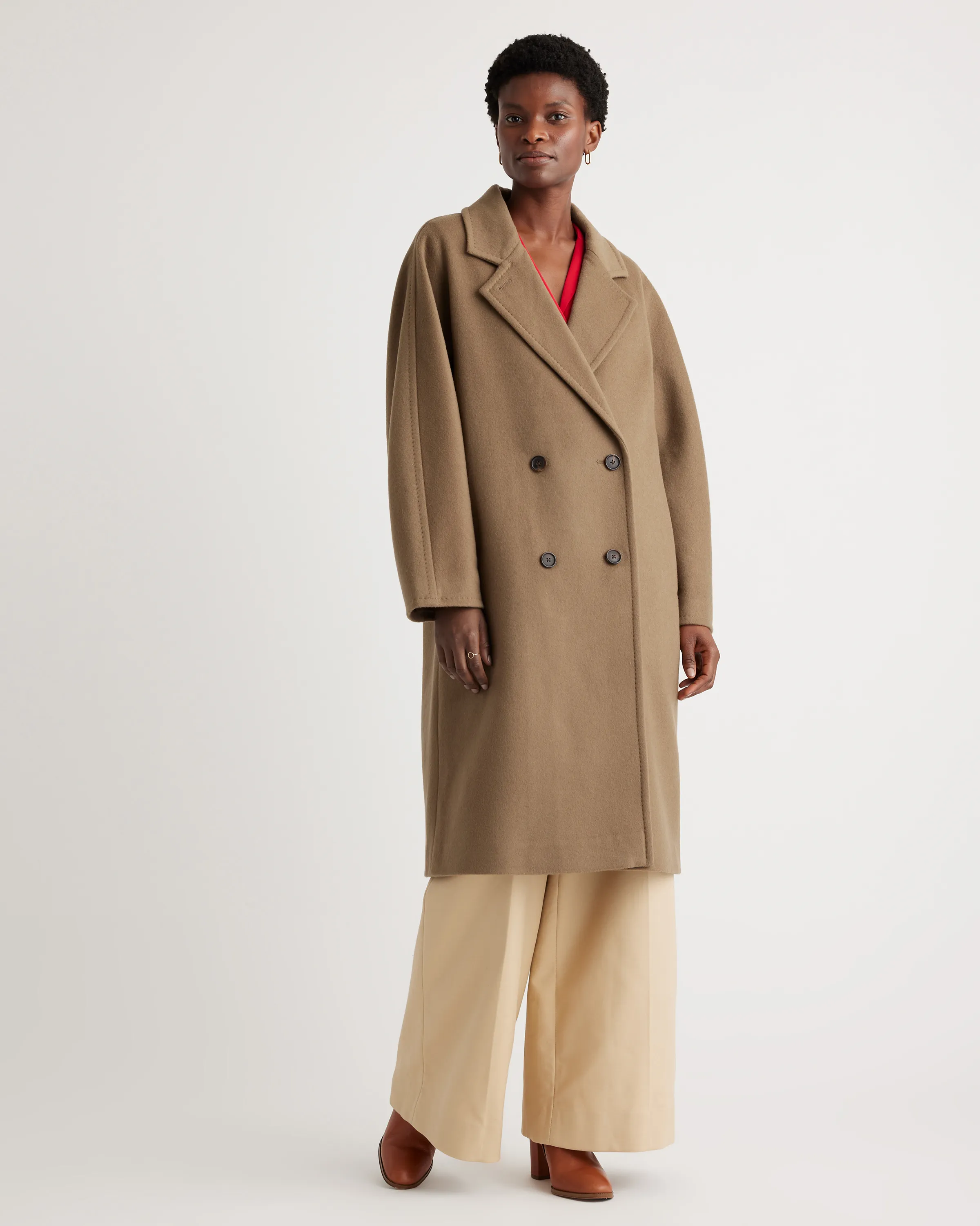 Italian Wool Double-Breasted Slouch Coat