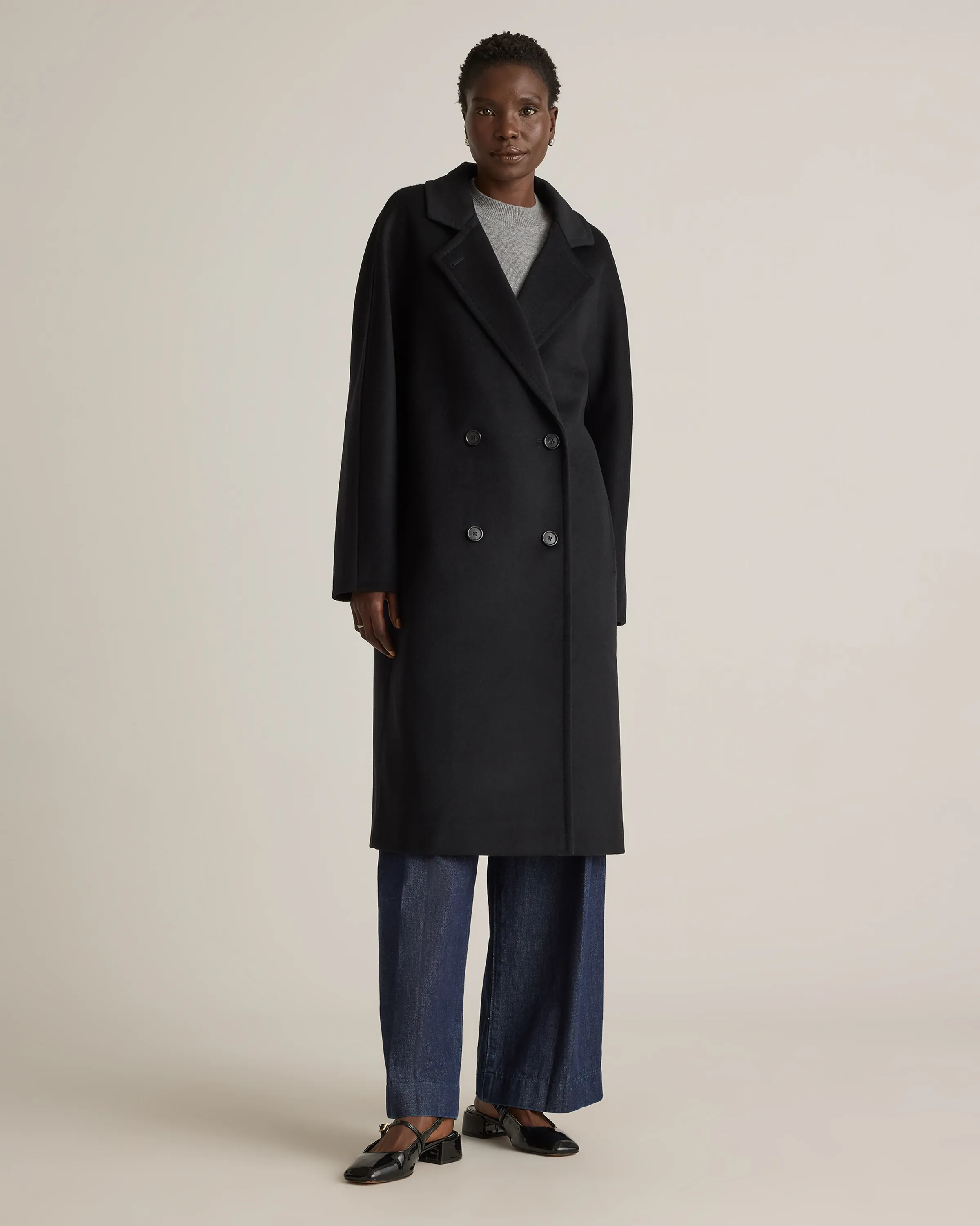 Italian Wool Double-Breasted Slouch Coat