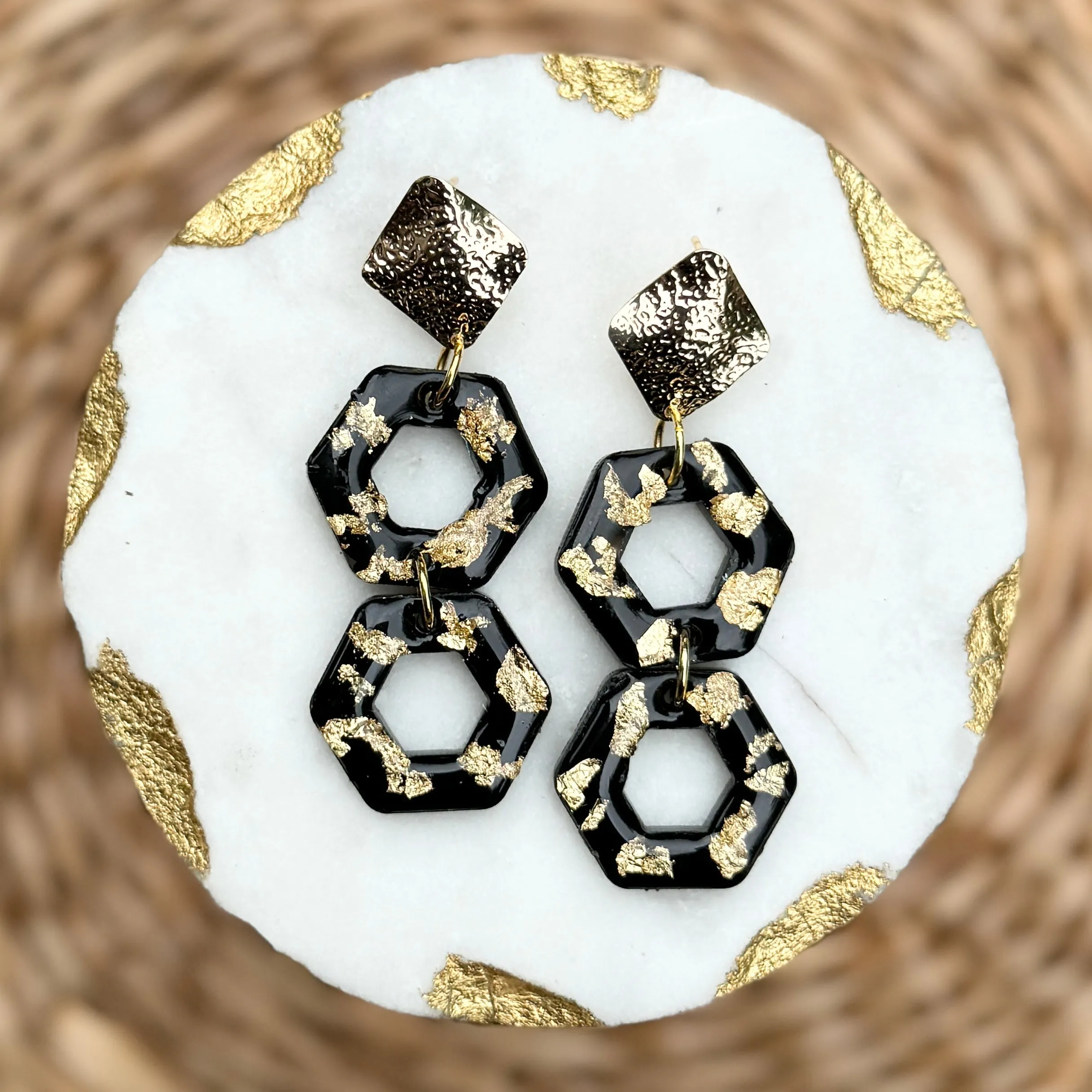 Jillian - Black - Acrylic Earrings