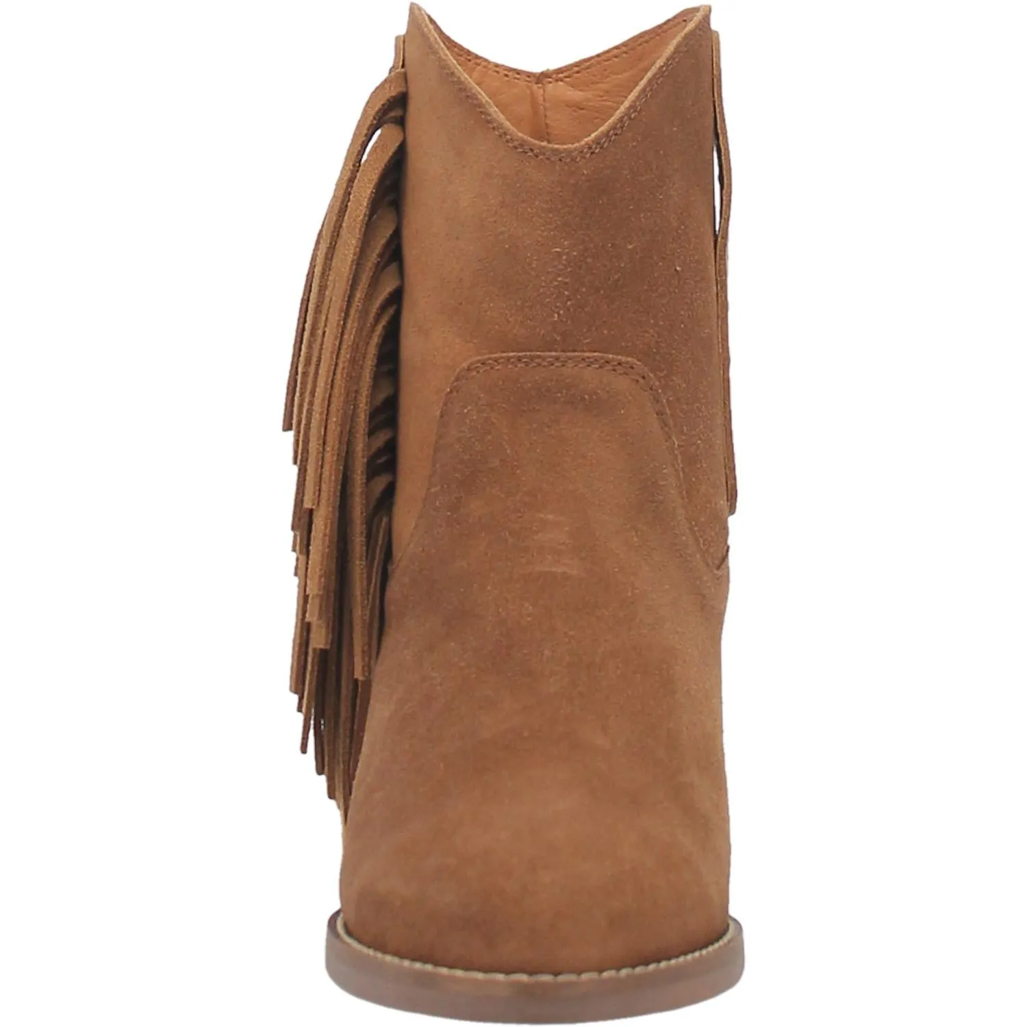 Kayce Camel Suede Hidden Wedge Fringe Booties (DS)