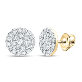 Keene Jewelers 10kt Yellow Gold Womens Round Diamond Cluster Earrings 3/4 Cttw