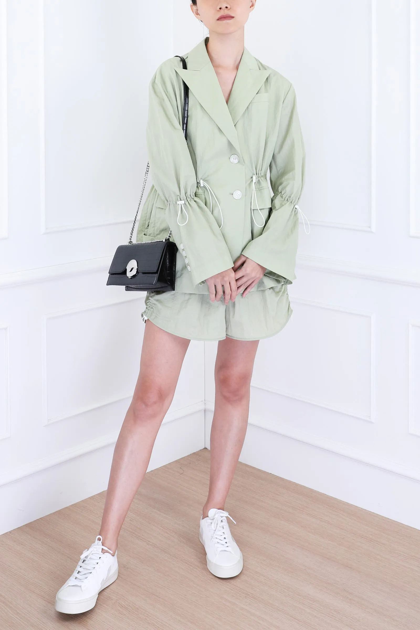 Khaki Drawstring Detail Jacket