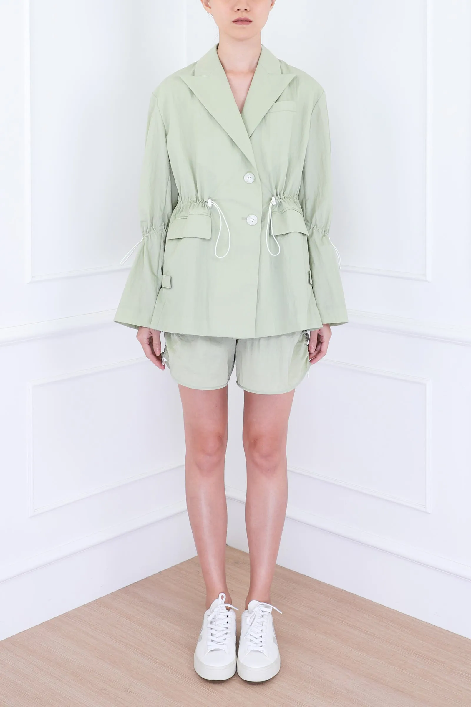 Khaki Drawstring Detail Jacket