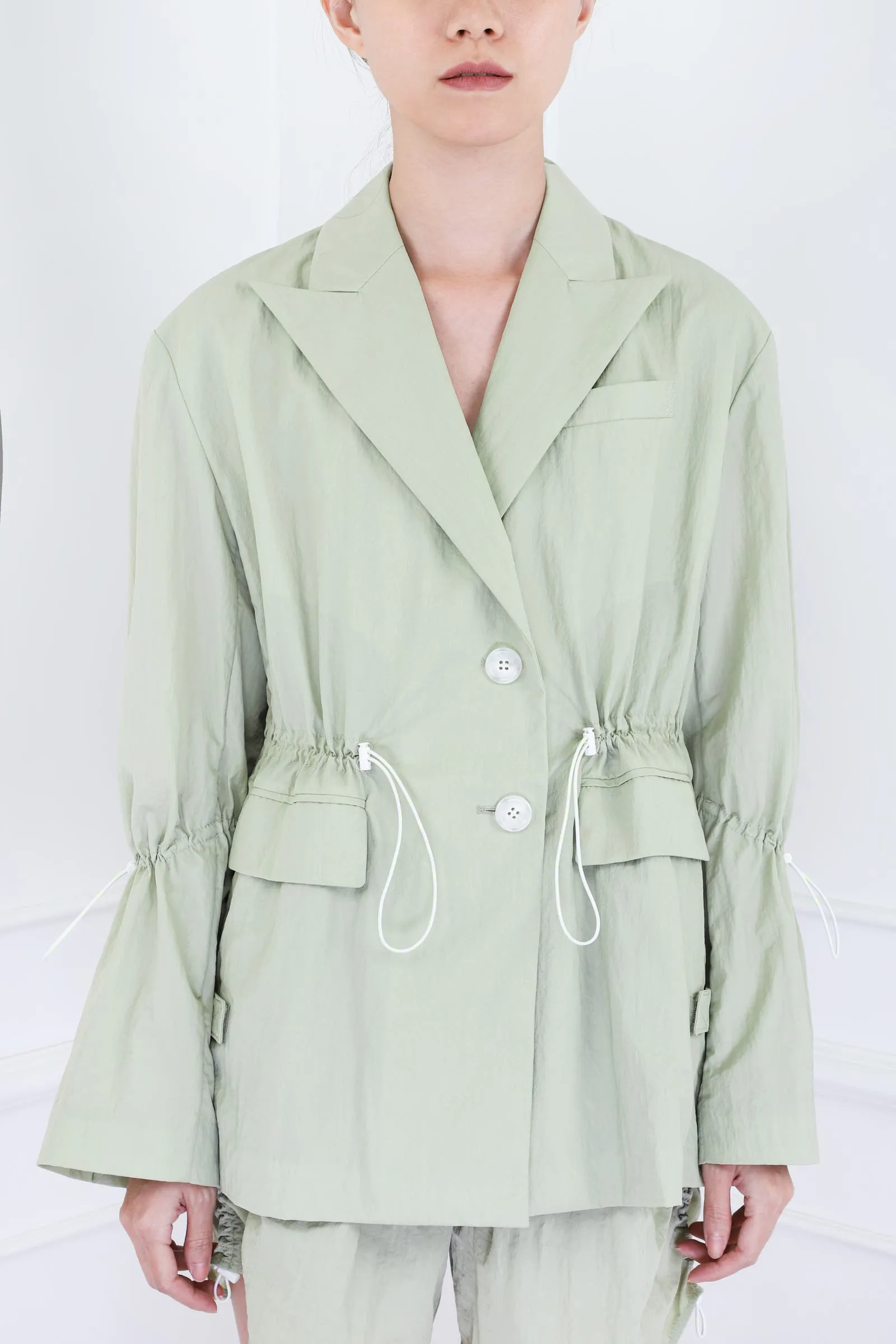 Khaki Drawstring Detail Jacket