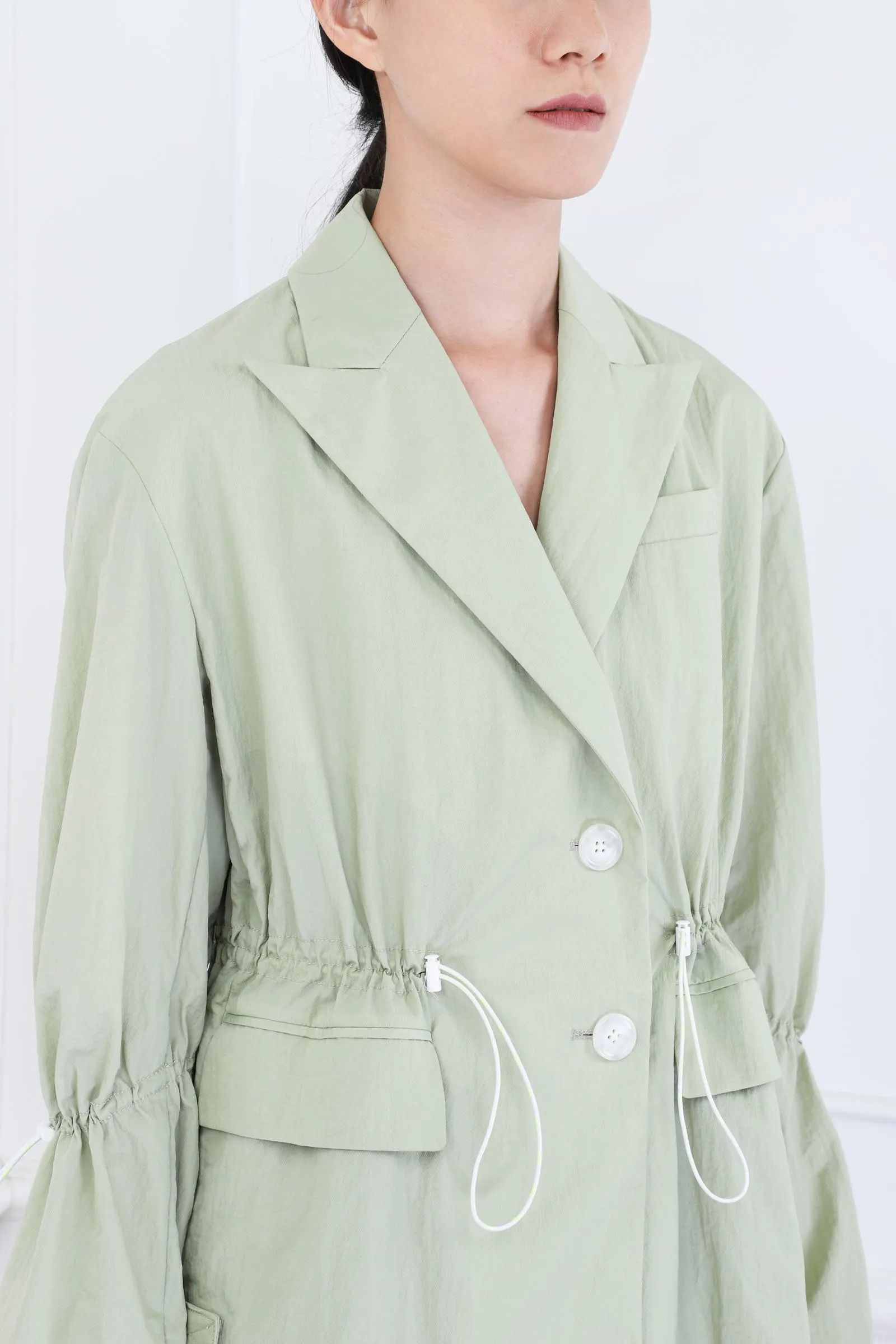 Khaki Drawstring Detail Jacket