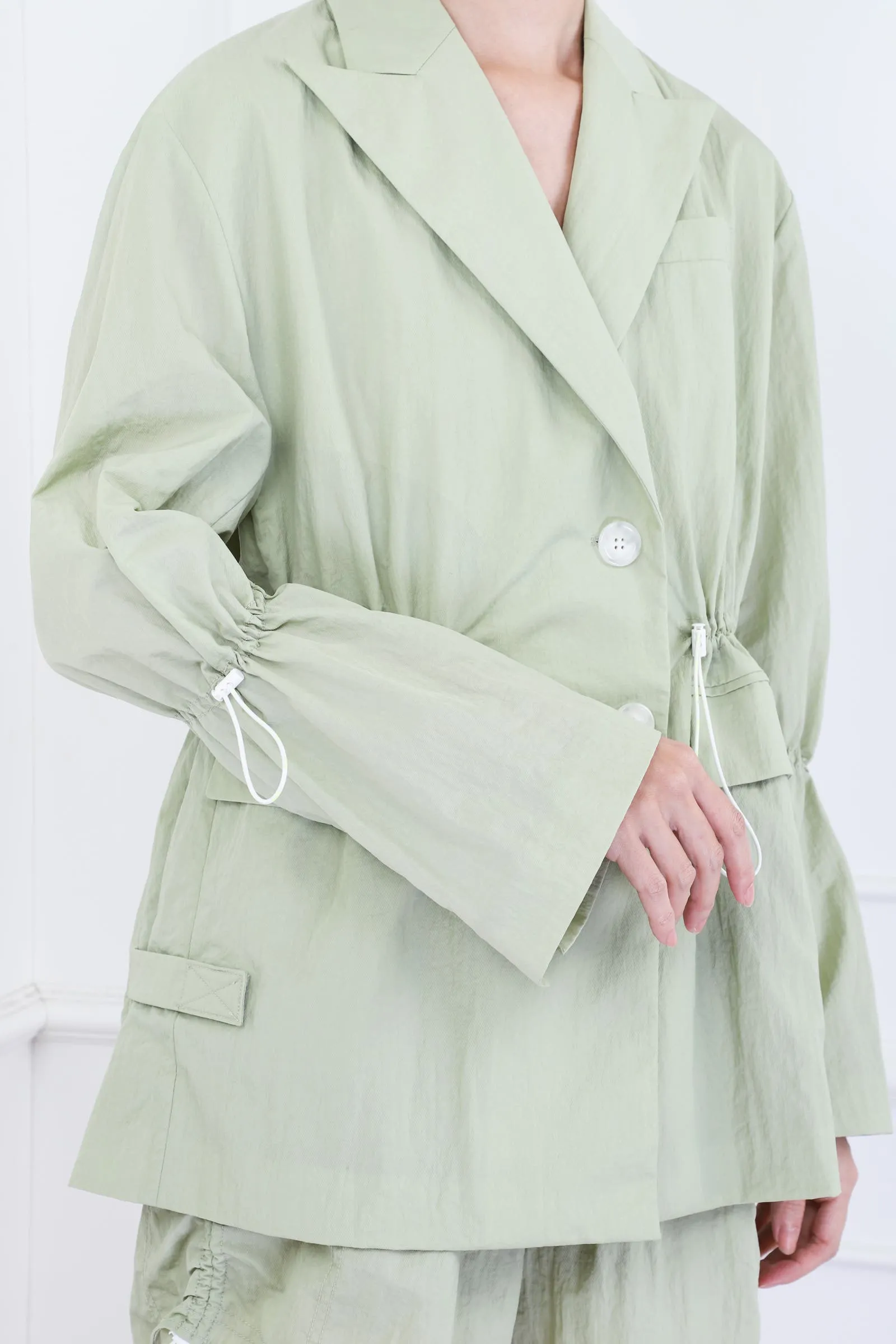 Khaki Drawstring Detail Jacket