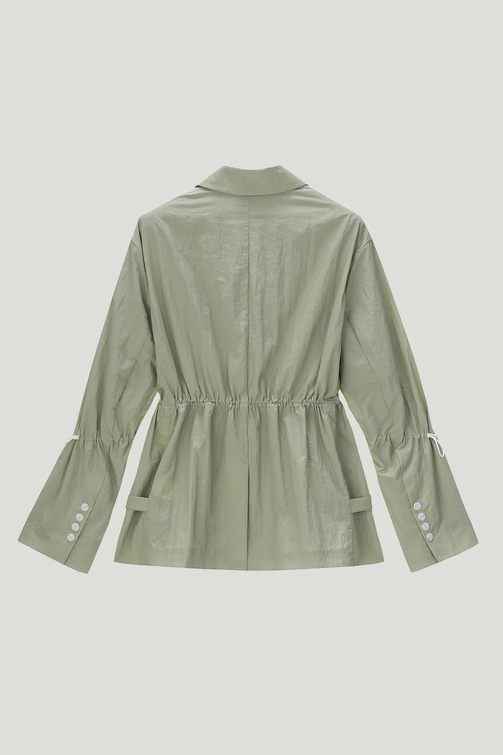 Khaki Drawstring Detail Jacket