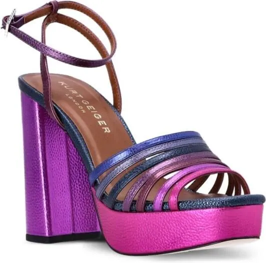 Kurt Geiger London Pierra metallic-leather platform sandals Pink